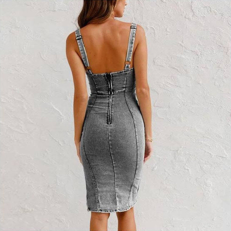 Casual Tight Slim Fit Dresses With Slit Design