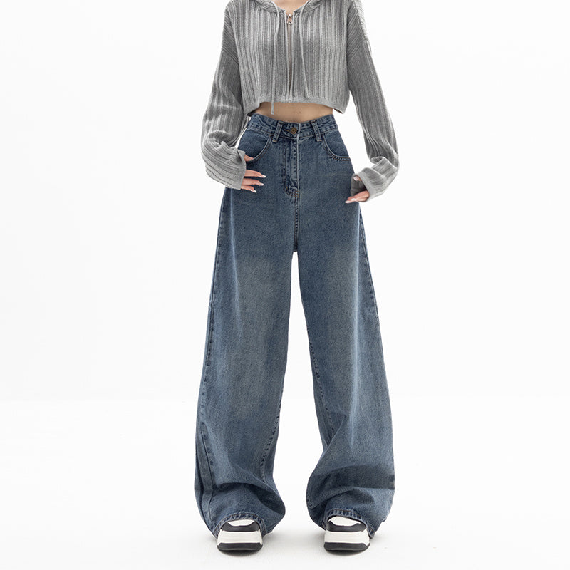 Loose Wide Leg Pants Blue Jeans Woman