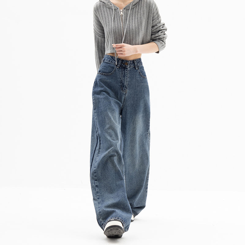 Loose Wide Leg Pants Blue Jeans Woman