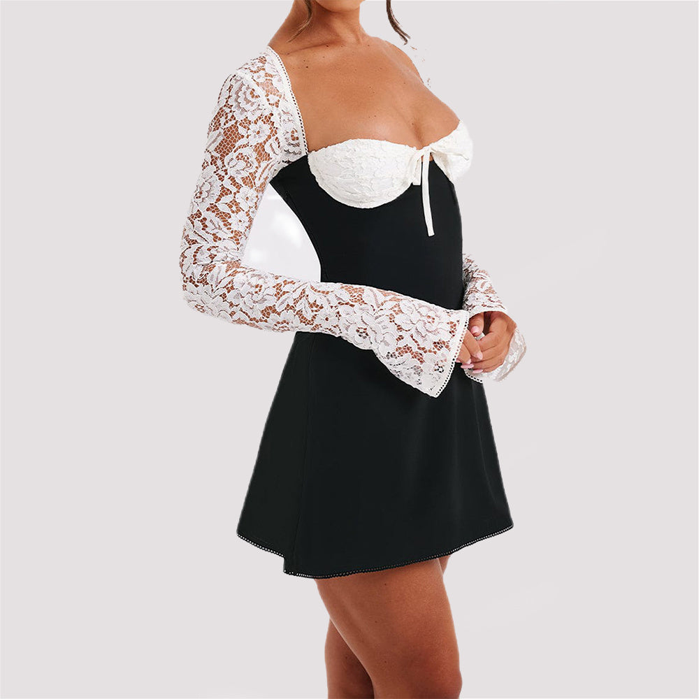 Fashion Corset Lace Long Sleeve Dress