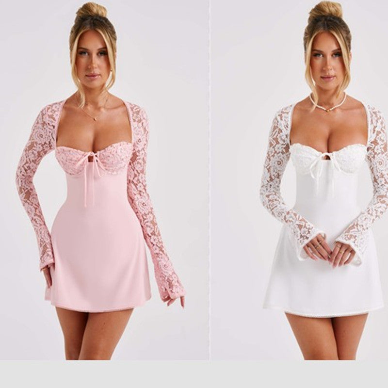 Fashion Corset Lace Long Sleeve Dress