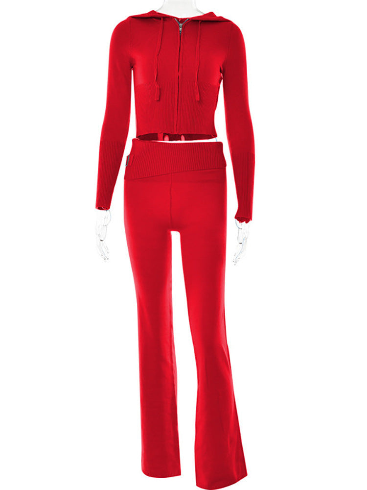 Long Sleeve Sweater And High Waist Long Pants Set