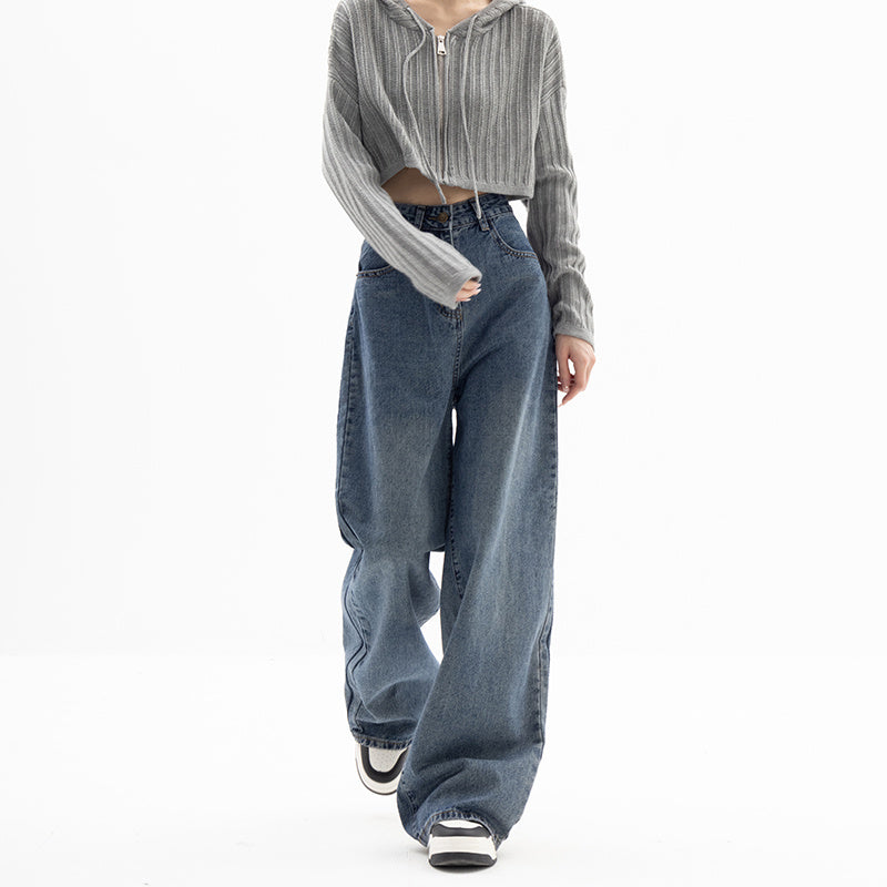 Loose Wide Leg Pants Blue Jeans Woman